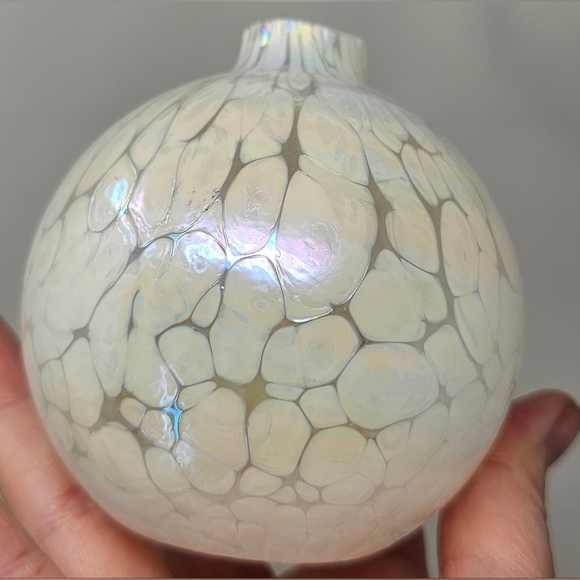 Vintage Traditions Hand Blown Glass Oil Lamp Clear White Pearl Iridescent NIB - Picture 9 of 16